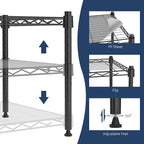 Whitmor 1 Tier Shelving Units, Wire Rack Storage Organizer, 30" L x 14" W x 15" H, Black w/Liner
