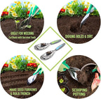 Jardineer 2Pack Garden Trowel, Stainless Steel Hand Shovel with Ergonomic Handle, Multi-Use Soil Scoops for Digging, Planting, Transplanting, Cultivating(Blue)