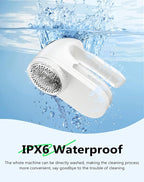 IPX6 Waterproof Washable Electric Fabric Shaver and Lint Remover, Rechargeable Sweater Defuzzer with 3 Free Extra Blades, Quickly and Effectively Remove Fluff, Fuzz, Bobbles for Clothes, White