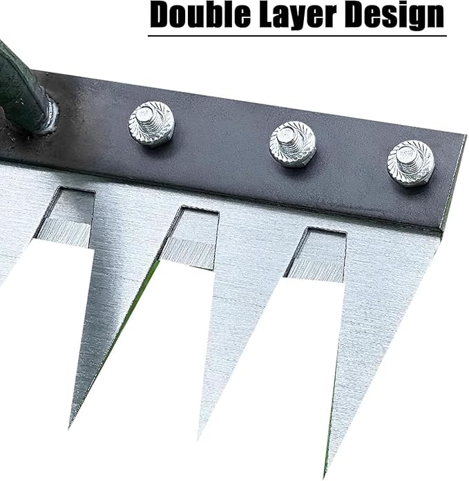 Iron Rake 2.0, Upgraded Iron Weeding Rakes 2.0, Iron Rake for Gardening and Weeding, Multifunctional Heavy-Duty Iron Rakes Gardening Hand Weeder Tools, Durable ＆ Lightweight (7 Teeth)