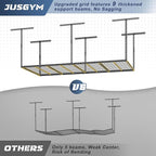 4X8FT Overhead Garage Storage Rack, 22"-48" Height Adjustable Garage Ceiling Storage Racks, Heavy Duty Metal Overhead Storage Organizer System, 600LBS Weight Capacity