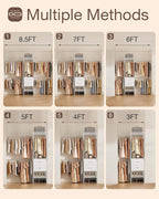 Closet System with Drawer, 5-8FT Closet Organizers System with 5 Adjustable Hanging Rods and Shoe Rack, Heavy Duty Walk in Closet Organizers and Storage with Drawers, White