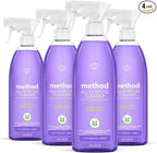 Method All-Purpose Cleaner Spray, French Lavender, Plant-Based and Biodegradable Formula Perfect for Most Counters, Tiles and More, 28 Fl Oz, (Pack of 4)