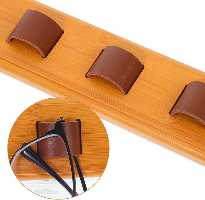 FAVOMOTO Wooden Wall-Mounted Sunglasses Holder Eyewear Storage Rack with Multiple Slots Modern Glasses Display Organizer for Entryway Bedroom Office