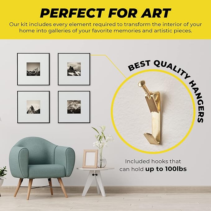 Picture and Mirror Hanging Kit Assortment – Hardware Supplies to Hang a Picture, Canvas, or Painting – Assortment of Hooks, Wire, Nails, and Sawtooth Hangers – Suitable for Drywall and Masonry Hanging