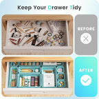A-LuGei 【28PCS】 Drawer Organizer, Bathroom Organizers and Storage, Makeup organizer, Desk drawer organizer, Storage Bins for Kitchen Office Bedroom Vanity Jewelry Pantry Garage【Black】【4Size】