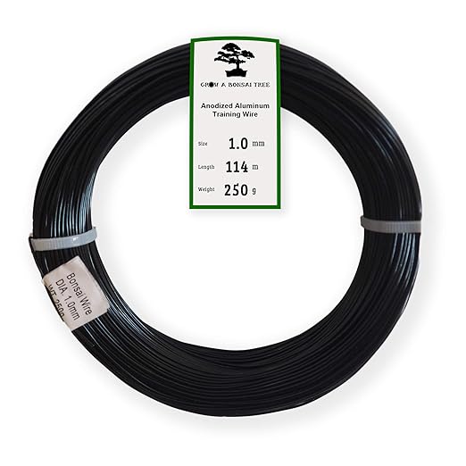 Anodized Aluminum 1.0mm Bonsai Training Wire 250g Large Roll (375 feet) - Choose Your Size and Color (1.0mm, Black)