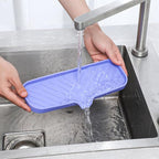 Silicone Bathroom Soap Dishes with Drain Spout-Bathroom and Kitchen Sink Organizer,Sponge Holder,Dish Soap Tray,Perfect for Dispenser,Scrubber,Bottle on Sink or Counter-Light Purple 12"×4"