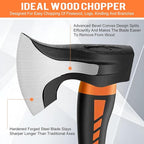 Wood Splitting Maul 15" - 2.25 lb. Splitter Maul, Firewood Camp Axe, Shock Absorbing Anti-Slip Handle - Splits Wood Better Than Camp Axe or Hatchet - Kindling Splitter