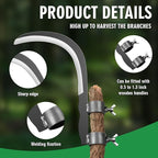 Steel Straw Sickle with Replaceable Wooden Handle Function, Manganese Steel Blade, Handheld Gardening Tools Multipurpose Gardening Weeding Grass Sickle and Farming Portable Safety Sickle