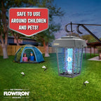 Flowtron Bug Zapper, 1 Acre of Outdoor Coverage with Powerful 40W Bulb & 5600V Instant Killing Grid, Electric Insect, Fly & Mosquito Zapper, Made in The USA - Grey Color