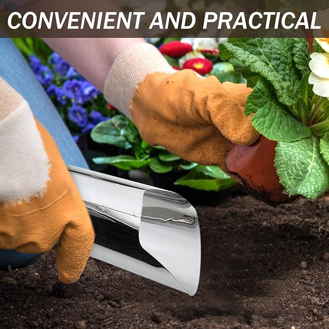 YARNOW Bonsai Soil Scoop Metal: Stainless Steel Garden Hand Soil Scooper Bucket Shovel Potted Succulent Plant Transplanting Shovel Spoon Bonsai Tool Kit Gardening Tool