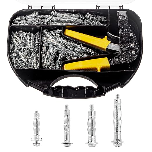 Hollow Wall Anchor Heavy Duty Zinc Plated Steel Bolt Hollow Drive Wall Anchor Screw Set for Drywall,Multiple Sizes Assortment Kit (4size88pcs)