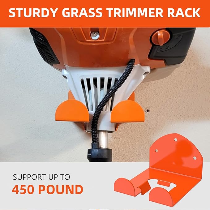 2 Pack Garage Organizer Trimmer Rack, Heavy-Duty Wall Mount Hanger for Grass Trimmer, Weed Eater & Power Tools