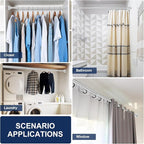 No Drilling Closet Rod, 27.5-63 Inches Hanging Closet Rod for Clothes, Closet Bar & Pole Heavy-duty, Closet Rods for Hanging Clothes For Closet Wardrobes Bathroom Laundry RV Curtains,Nickel