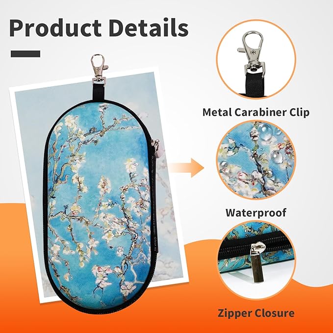 Double Eyeglasses Case, Hard Shell Dual Sunglasses Organizer with Zipper Clip Travel Glasses Storage for Women Men