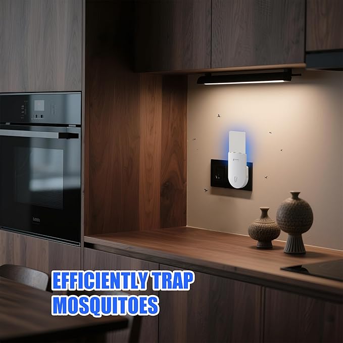 Indoor UV Fly Trap - Silent Gnat & Fruit Fly Catcher with Night Light, 400 sq.ft Coverage