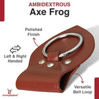 Armory Replicas - Genuine Rawhide Leather Universal Axe Frog - Medieval Hand Crafted O-Ring Funcitonal Outdoor Costume LARP Weapon Holder