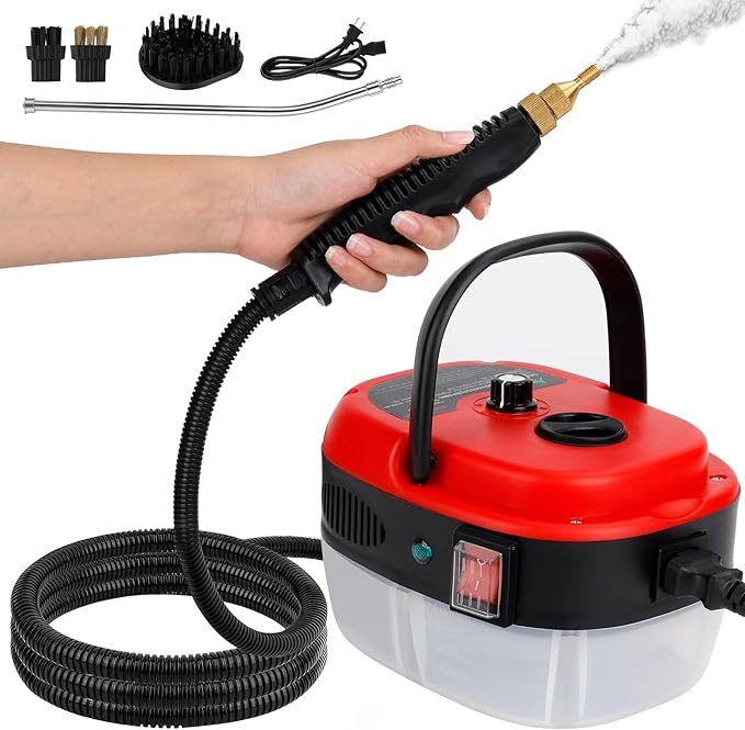 Handheld Steam Cleaner, 2500W High Pressure Steamer for Cleaning Portable Cleaning Machine with 3 Brush and 1000ml Tank for Kitchen, Floor,Toilet, Bathroom, Car Seats,Windows