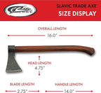 SZCO Supplies 16" Viking Style Hand-Forged Axe - Carbon Steel Blade with Wooden Handle, Medieval Slavic Trade Axe for Chopping, Camping, and Historical Reenactments