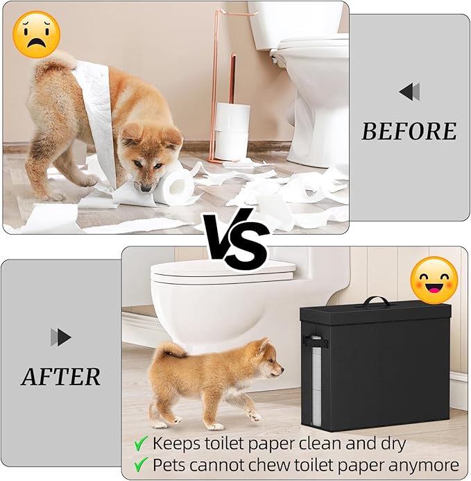 NAMTSO Bathroom Toilet Paper Storage with Lid - for Up to 12 Rolls | Storage Bins with Lids for Towel or Yarn | Free Standing | Foldable | Moisture Resistant | Clear Plastic Window | Black | 2 Pack