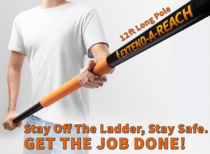 20 Foot High Reach Duster Kit with 4-12 ft Extension Pole // High Ceiling Dusting and Window Cleaning Kit with Telescopic Pole // Window Washer & Squeegee, Cobweb Duster, Fan Blade and Feather Dusters