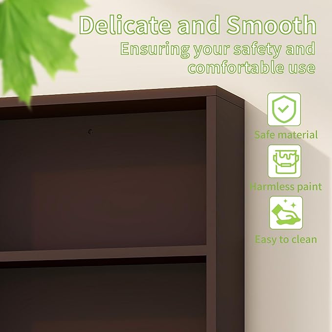 Wooden Bathroom Organizers, Over The Toilet Storage Cabinet with 2 Doors, Adjustable Shelves & Towel Bar, Wall Mounted Medicine Cabinet for Kitchen & Laundry, Espresso