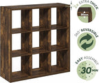 Furinno Cubicle Open Back Decorative Cube Storage Organizer, 9-Cube, Amber Pine