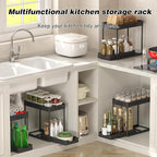 Under Sink Organizer 2 Pack,Bathroom Under Cabinet Storage with Pull Out Sliding Drawers for Kitchen Organization,12.8 Inch,Black