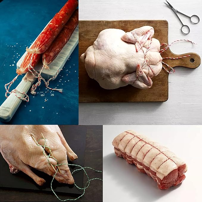 Benvo Pack of 2 Green White Cotton Twine and Red White Packing String Christmas Xmas Twine Rope Ribbon Cord for Baking, Butchers, DIY Crafts Wrapping Ornaments Hanging 656 ft Long