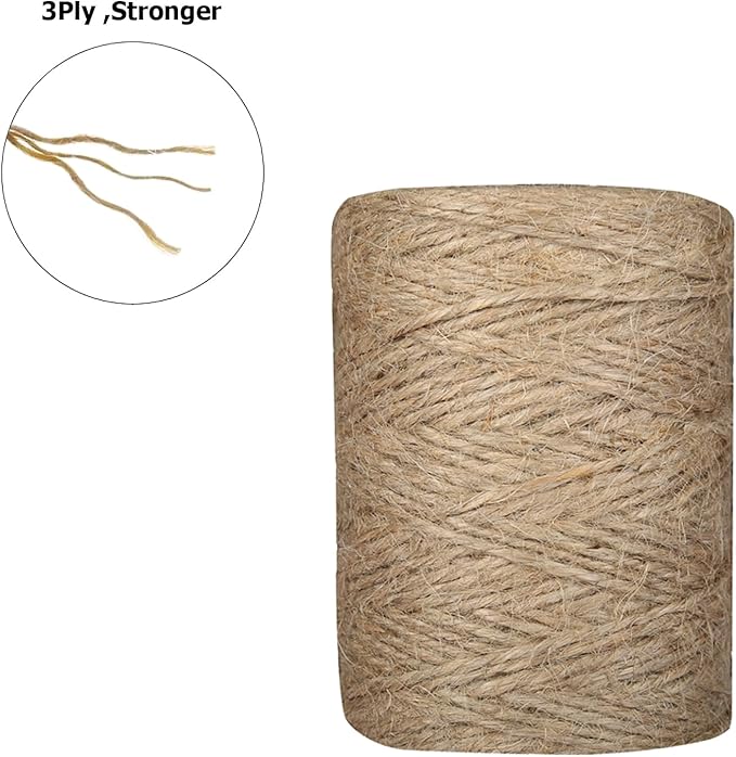 984 Feet Jute Twine String 2mm Handmade Natural Thin Twine for Crafts Gardening Garden Plant Gift Wrapping Art Decoration Packing Material Christmas Long Twine (3 ply)