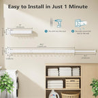 JAUREE Clothes Drying Rack Wall Mounted, Space-Saving Drying Rack Clothing, Collapsible Foldable Retractable Laundry Rack with 18 Hooks, Indoor/Outdoor, White