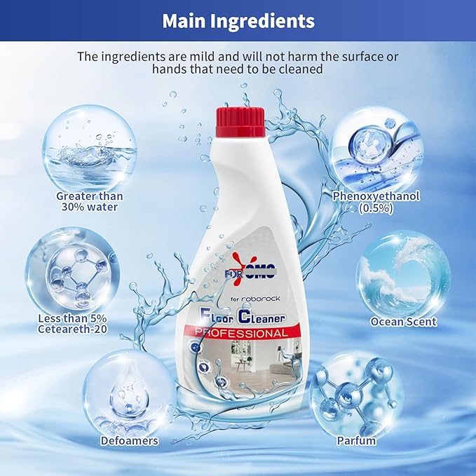 2 Bottle Original Scent Floor Cleaning Solution - For Roborock Robot Vacuum & Mop, Deep Cleans Hard Floors, Works With All Mopping Robot Vacuums