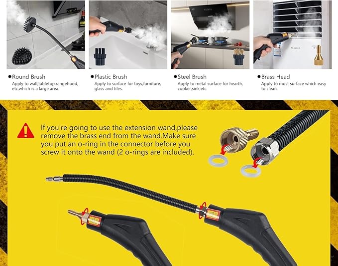 Handheld Steam Cleaner 2500W Powerful Steamer for Cleaning Home Upholstery Car and More, 15s Heat-Up, Portable Steam Cleaner for Deep & Multi-Surface Cleaning (Red)