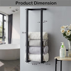 Towel Rack for Rolled Towels, Towel Rack for Bathroom,Wall Mounted Metal Bathroom Organizer, Bath Towel Holder Wall for Modern Small Space Bathroom Towel Storage (Black)