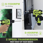 FASTPRO 175-Piece 12V Cordless Drill Set, Drill Driver and Home Tool Kit, House Repairing Tool with 12-Inch Storage Bag, For DIY, Home Maintenance, Green