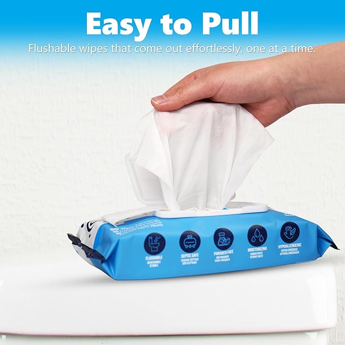 Air Jungles Flushable Wipes 1200 Wipes, Extra Large 7"x7", Fresh Scent Wet Wipe, Moisturizing with Aloe Vera & Vitamin E, for Adults and Babies