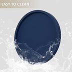 Silicone Bathroom Tray Round Vanity Tray Decorative Soap Holder Kitchen Countertop Organizer Coffee Table Decor for Candle, Perfume, Plant, 11 Inch, Dark Blue