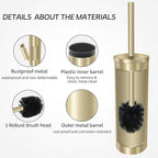 Stainless Steel Toilet Brush with Holder Set for Bathroom Storage and Organization Toilet Bowl Cleaner Brush and Holder (1, Gold)