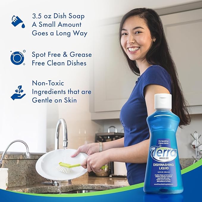 Terra Breeze 1-Shoppe All-in-Kit Hotel Liquid Dish Soap Detergent, 3.5 oz (Case of 36)