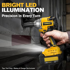 Cordless Impact Wrench for DeWalt Battery, 500Nm (369Ft-Lbs) 1/2" & 1/4" Brushless Impact Gun, 2-Speed High Torque Power Tool for Tire Removal, Rusted Bolts, Car Maintenance(No Battery)