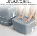 Comforter Storage Bag - Extra Large Capacity Blanket Storage Bags 3-Layer Ultra Space Saving Self Compression Organizer, Washable Compression Bags for Storage Comforter Blanket, 6-Pack, Grey