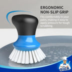 MR.SIGA Dish Scrub Brush, Palm Brush Dish Scrubber with Ergonomic Grip, Kitchen Brushes for Dishes, Blue, Pack of 2