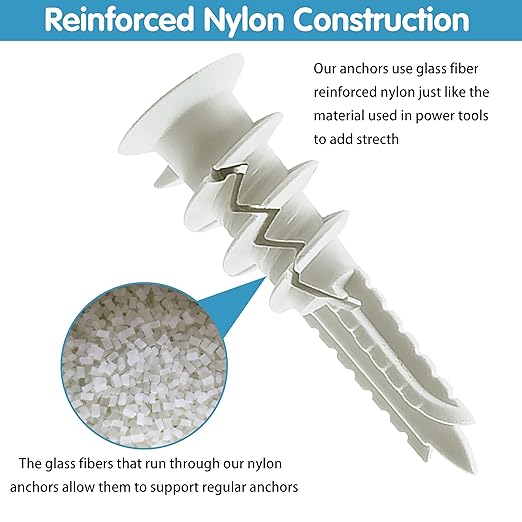 Dry Wall Anchors and Screws Kit, 200PCS Self Drilling Wall Anchors and Screws for Drywall,Sheetrock,Hollow Door,Plaster Wall - Zinc Metal & Nylon Plastic Assortment Drywall Anchors and Screws Kit