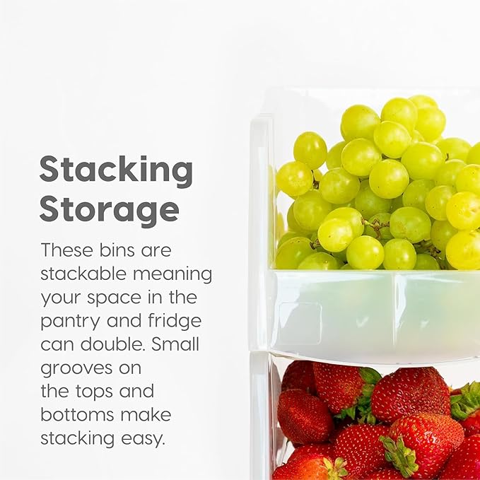 IRIS USA Clear Plastic Stackable Storage Bins, Medium - 8 Pack, Open Front Fridge Pantry Kitchen Closet Cabinet Bathroom Organizer Basket for Organizing Snack, Cans, Office Supplies, and Coffee Pods