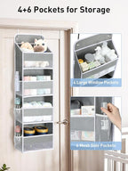 Yecaye 2 Pack 4 Tier Over the Door Organizer - Foldable Portable Baby Essentials for Stuffed Animal Storage - Multi-purpose Bathroom Closet Organizers and Storage for Kids Newborn Baby Stuff