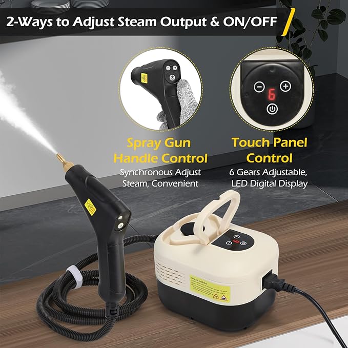 Dyna-Living Steam Cleaner 1500W Handheld Steamer for Cleaning Portable Car Steamer Cleaner, 221℉ High-Temp Steamer Cleaner for Home, Intelligent Touch Panel & Spray Gun Control