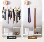 ZEDODIER Tie Hanger for Closet, 2 Pack Rotatable Tie Organizer for Men with 16 Hooks, Heavy Duty Space Saving Tie Rack for Ties and Belts, Black