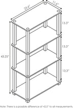 Furinno TURN-S-TUBE Storage Shelves, 4-Tier Book Shelf, Corner Shelf, Toolless Open Shelves, for Organization and Storage, Living Room, Garage, Home Office, Espresso