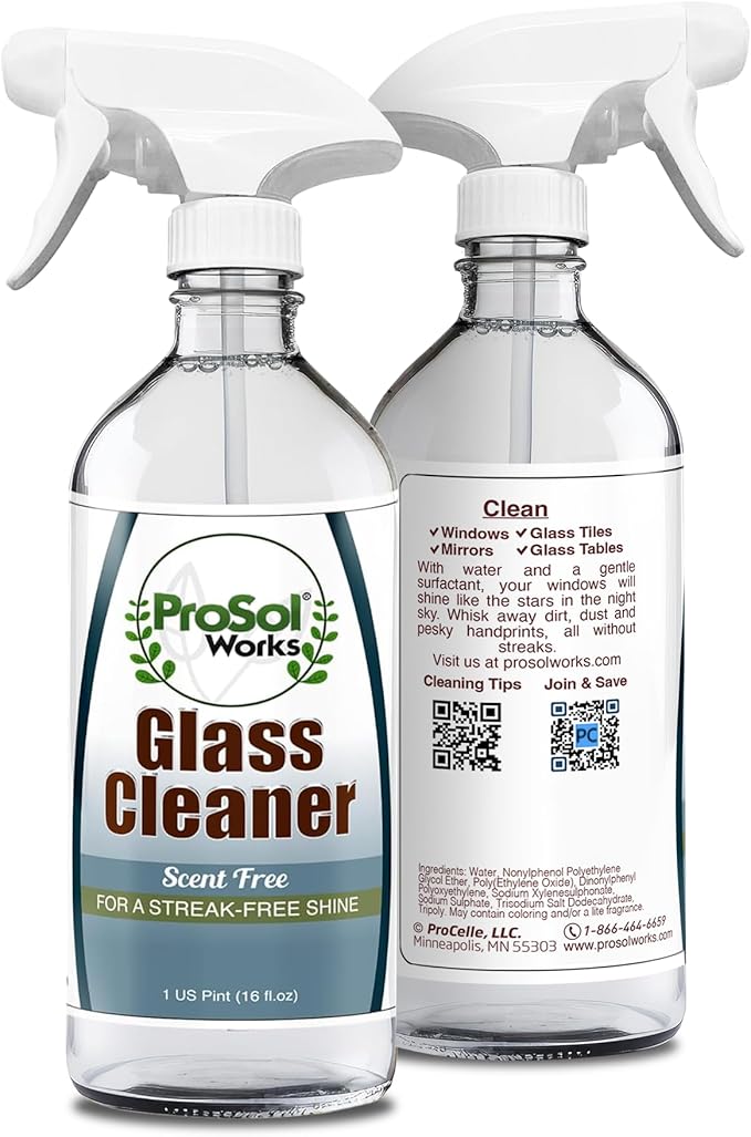 Glass Cleaner 16 oz - All Purpose Cleaning Spray for Glass Doors & Windows, Mirrors & Chrome Surfaces - Glasses Spray Helps Remove Smudges, Fingerprints, Rain Spots & Oil - Glass Cleaners